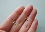 10K Solid Gold Tiny Slingshot Catapult Stud Earrings Real Gold - TGE079