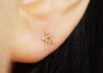 10K Gold Atypical Tiny Star Stud Earrings Solid Real Gold - TGE009