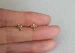 10K Solid Gold Cross Stud Earrings Real Gold - TGE057