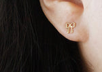 10K Solid Gold Ribbon Stud Earrings - TGE119