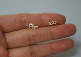 10K Solid Gold Tiny Line 3 Star Stud Earrings Real Gold - TGE048