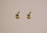 10K Solid Gold Tiny Geometric Stud Earrings Diamond Pyramid Real Gold - TGE060