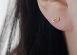 10K Solid Gold Tiny Safety Pin Stud Earrings Real Gold - TGE075