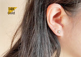 14K Solid Gold Pearl End Barbell Piercing 18G, 5mm Post Real Gold - TGP4010