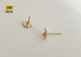 14K Solid Gold Monstera Plant Leaf Stud Earrings, Tropical Leaf Studs - TGE40018