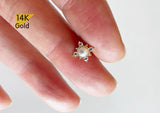 14K Solid Gold Pearl End Barbell Piercing 18G, 5mm Post Real Gold - TGP4010