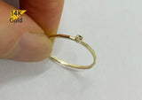 14K Gold Ring, Tiny CZ Solid Gold Ring - TGR207