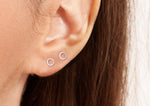 925 Sterling Silver, Line Circle Stud Earrings - TSE006