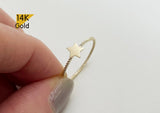 14K Solid Gold Ring Simple Twist Ring Flat Star Real Gold Basic Design Bridesmaid Jewelry - TGR003