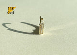 14K Solid Gold Tiny CZ Hoop Earring, Single - TGE4016