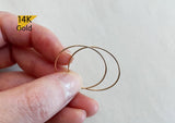 Super Lightweight 14K Solid Gold Tiny Thin Hoop Earring, 25mm Hoop Earring - TGE4202