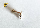 14K Solid Gold Pearl End Barbell Piercing 20G, 6mm Post Real Gold - TGP4010