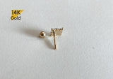 14K Solid Gold Pearl End Barbell Piercing 18G, 5mm Post Real Gold - TGP4010