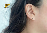 Mixed Set 14K Solid Gold Bar Stud Earring + Thin Chain with Tiny White CZ Stud Earring - TGE40012