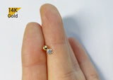 14K Solid Gold Zirconia & Ball End Barbell Piercing - TGP4504