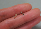 10K Solid Gold Tiny Arrow Stud Earrings Real Gold - TGE078