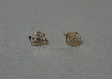 10K Solid Gold Tiny Spider Web Stud Earrings Real Yellow Gold - TGE083