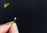 14K Solid Gold Natural Real Pearl Stud Earrings, 2.5mm,3mm,4mm,5mm,6mm,8mm Tiny Stud Yellow Gold Earrings - TGE40007