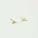 10K Solid Gold Tiny 3 Cones Stud Earrings Real Gold - TGE098