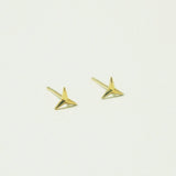 10K Solid Gold Tiny 3 Cones Stud Earrings Real Gold - TGE098
