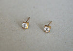 10K Solid Gold Tiny Geometric Cubic Zirconia Stud Earrings Real Gold - TGE096