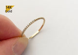 14K Solid Gold Ring, Tiny CZ and Ball Ring - TGR205