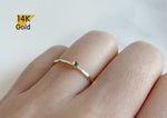 14K Gold Ring, Tiny CZ Solid Gold Ring - TGR207