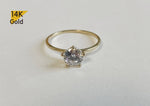 14K Solid Gold Ring, Cubic Zirconia Ring, Wedding Ring, Promise Ring - TGR221