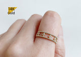 14K Gold Solid Gold Balls With White CZ Ring - TGR212