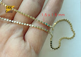 14K Solid Gold Circle Chain Necklace, Gold Bead Necklace