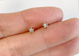 925 Sterling Silver Star Earrings, White CZ Earrings