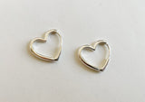 925 Sterling Silver Earrings, Heart hoop earring