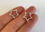 925 Sterling Silver Earrings, Star hoop earrings