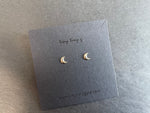 10K Solid Gold Bigger Crescent moon Stud Earrings Convex moon Real Gold - TGE018