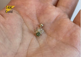 14K Solid Gold Spider Rough Diamond Barbell Piercing, 21G, 6mm Post