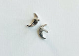 925 Sterling Silver Earrings, Moon Earrings, Moon Face Studs