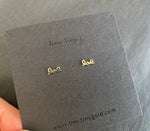 10K Solid Gold Tiny LOVE Earrings Small Letter Real Gold - TGE041