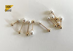 14K Solid Gold Real Pearl or Swarovski Pearl 3 4 5 6 mm Piercing 21G, 4 6 8 mm Post