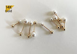 14K Solid Gold Real Pearl or Swarovski Pearl 3 4 5 6 mm Piercing 21G, 4 6 8 mm Post