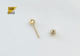 14K Solid Gold Ball 2,3,4,5,6mm Lightweight Piercing 21G, 4,6,8mm Post Lightweight