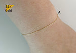 14K Solid Gold Bracelet, Anklet, 14K Yellow Gold thin Chain Bracelet, Ankle Bracelet Chain - TGN006