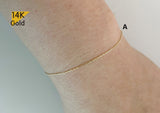 14K Solid Gold Bracelet, Anklet, 14K Yellow Gold thin Chain Bracelet, Ankle Bracelet Chain - TGN006