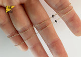 14K Solid Gold Bracelet, 14K Yellow Gold thin Chain Bracelet Chain - TGN006