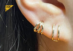 14K Solid Gold Lines Stud End Barbell Piercing, 22G