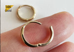 14K Solid Gold Simple Earring Hoop Ring, Real Gold Single or Pair