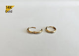 14K Solid Gold Simple Earring Hoop Ring, Real Gold Single or Pair