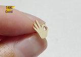 14K Solid Gold Finger Sign and Hand Gesture Barbell Piercing, 22G, 6mm Post