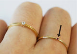 14K Solid Gold Ring, Tiny CZ Wedding Ring, Promise Ring - TGR209