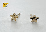 14K Solid Gold Shiny Flower Stud Earrings, Daisy Stud Yellow Gold Earrings - TGE40027