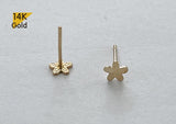 14K Solid Gold Shiny Flower Stud Earrings, Daisy Stud Yellow Gold Earrings - TGE40027